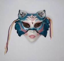 Cat Face Mask Wall Hanging Clay Art 1988 SF USA Pottery