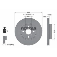 Textar 2X Bremsscheibe Vorne Ø258 Mm InnenbelüFtet FüR Toyota Yaris _P9_ 1.0