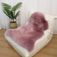 Misty Pink Genuine Sheepskin Rug - Luxurious Fluffy Lambskin Throw 2x3 ft
