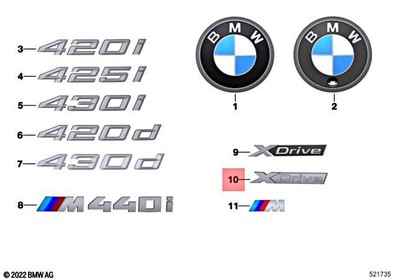 Genuine BMW G26 M440iX Gran Coupe Lettering X-DRIVE MPA  