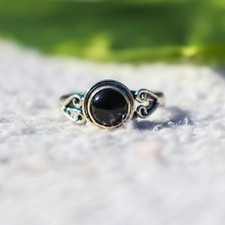 BLACK ONYX NATURAL GEMSTONE 925 STERLING SILVER HANDMADE JEWELRY RING 3 TO 12