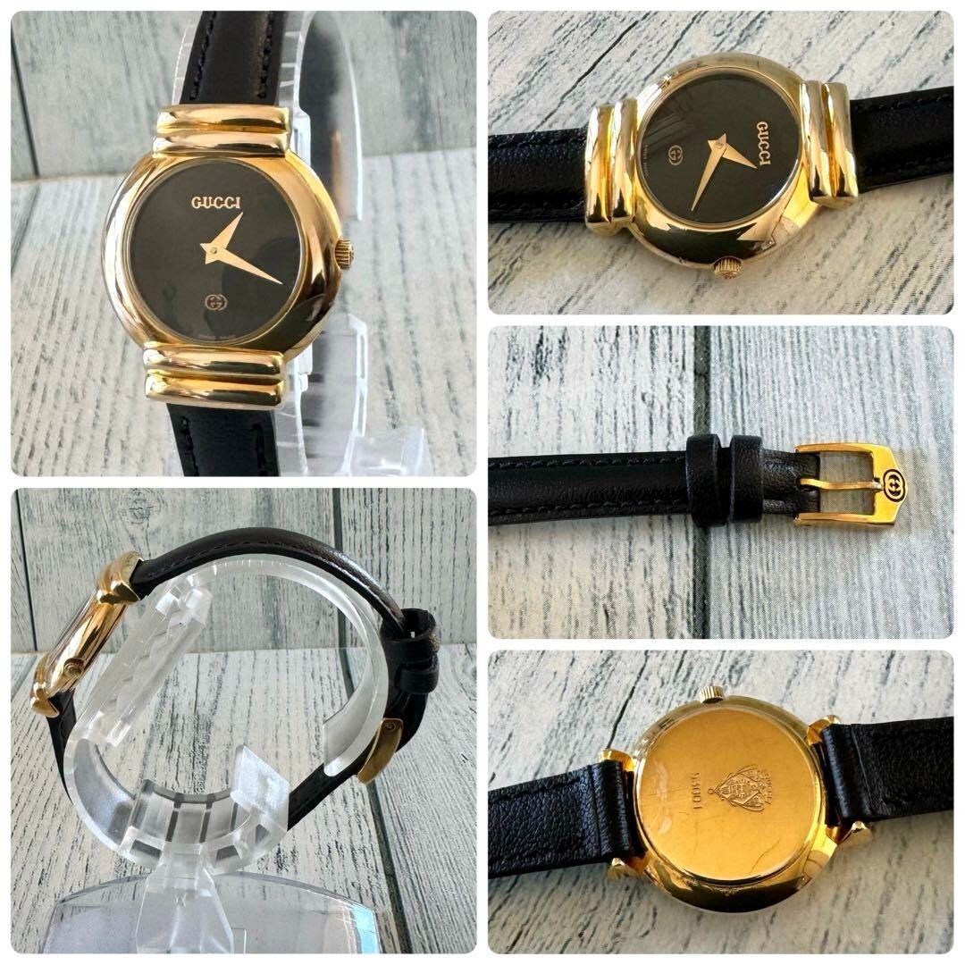 GUCCI Watch 5300L Black Gold Used From Japan Check