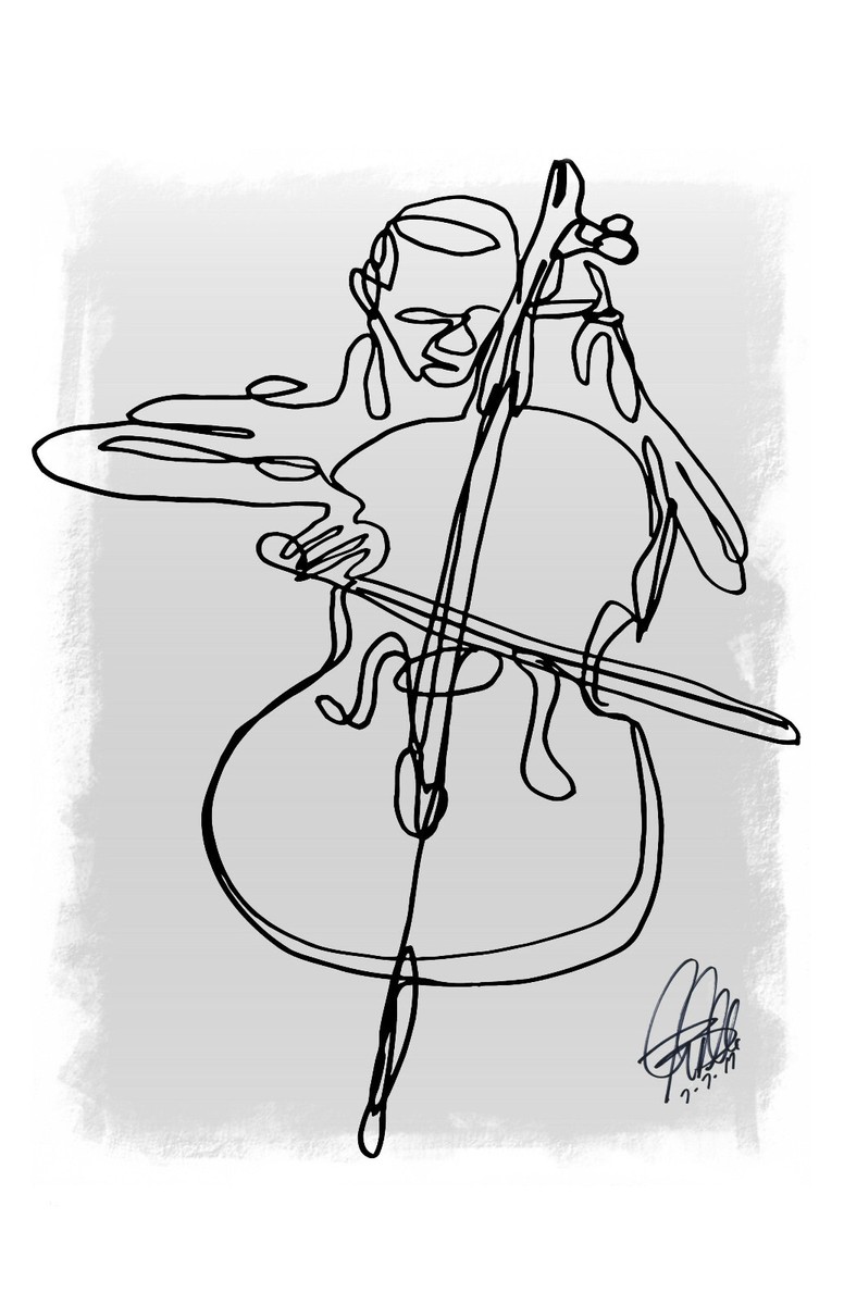 Cello Bow Drawing A Female Cellist Making A Bow On Stage Greeting Card