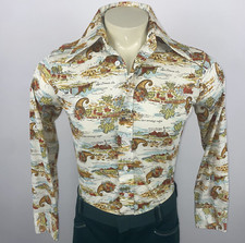 Vtg 60s 70s Disco Shirt Mens Levis Nylon Saturday Night Fever Hippy Levi s Small