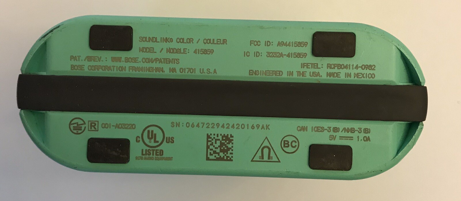 Bose Soundlink Color Portable Bluetooth Speaker Teal 415859 Tested, No Charger!