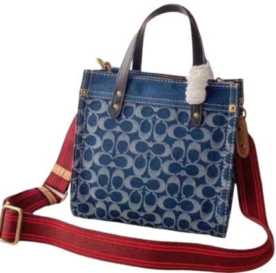 バッグ COACH signature denim tote shoulder 2way COACH Field Tote 22 Signature Denim 2way Bag Removable Shoulder