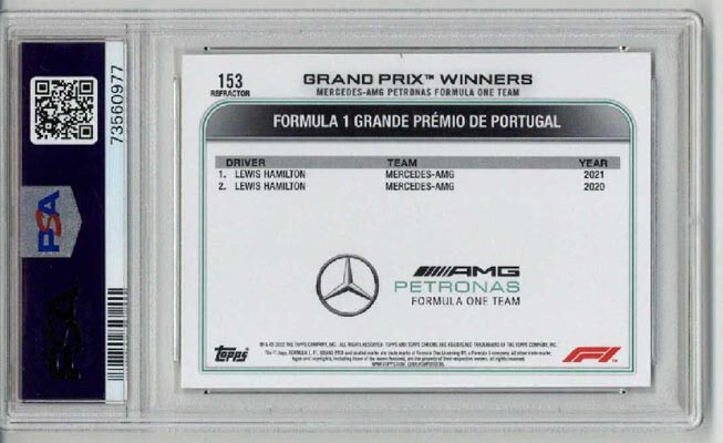 2022 TOPPS CHROME F1 FORMULA 1 REFRACTOR LEWIS HAMILTON PSA 10 LOW POP VERY RARE view 2