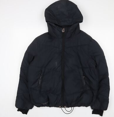 Rohnisch Damen schwarze Steppjacke Mantel Größe L Reißverschluss