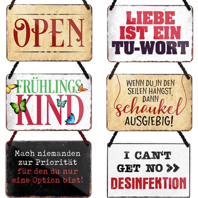 Sprüche Blechschild lustige Hängeschilder mit Kordel Geschenkidee 18x12cm