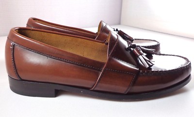 Cole Haan Loafer Mens Brown Leather Tassel Slip On Shoes  display picture 3