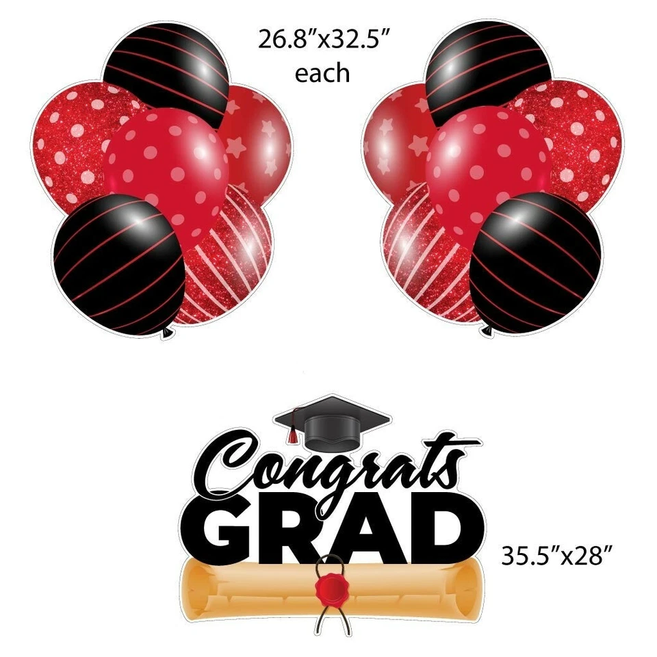 VictoryStore Congrats Grad Candy Apple Red Graduation Party Yard Display 20025C - Image 3 of 4