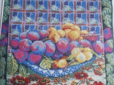 Tapestry Needlepoint Embroidery chart - BLUE PLUM AND RED FRUIT CUSHIONS