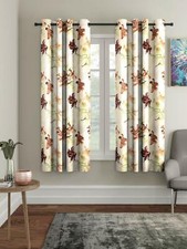 Set of 2 Polyester Floral Window 5 Feet Brown
