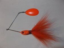  SPINNER BAIT 1oz MUSKY PIKE BASS BUCKTAIL #8 INDIANA BLADE BLAZE ORANGE 