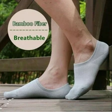 5/10 Pairs Bamboo No Show Nonslip Ankle Work Sport Breathe Mesh Solid Men Socks