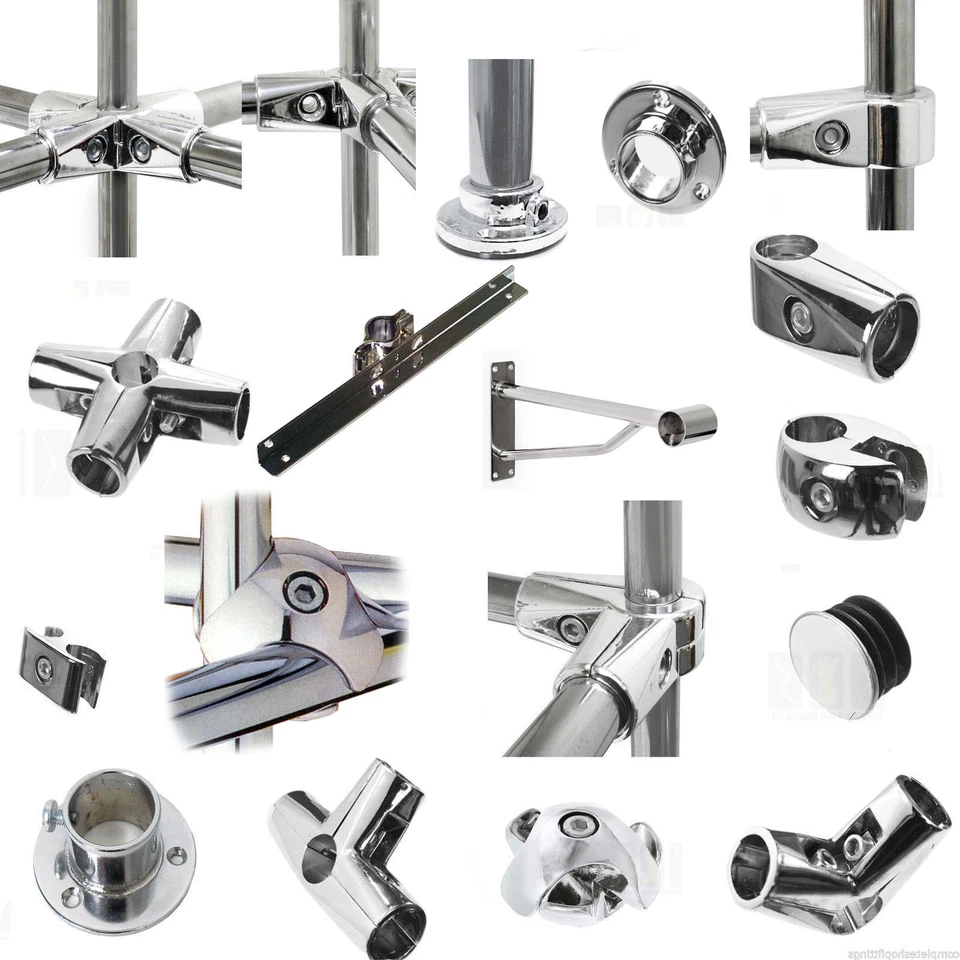 THE SHOPFITTING SHOP Clothes Rail Walk in Wardrobe Hanging Garment Rack 25mm Chrome Clamp Pipe Fit