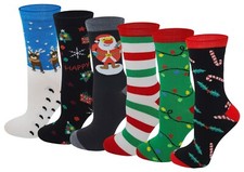Sumona 6 Pairs Women Christmas Xmas Fun Fancy Design Crew socks