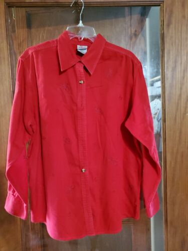Vtg The Disney Store Shirt Womens Size L Red Embro
