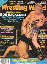 AM35  Greg Valentine  Tony Atlas  signed  Wrestling Magazine /COA