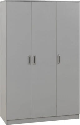 SECONIQUE DAKOTA LIGHT GREY 3 DOOR WARDROBE