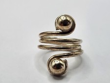 Size 6.5 Sterling Silver .925 Spiral Wrap Ring Beaded Ends