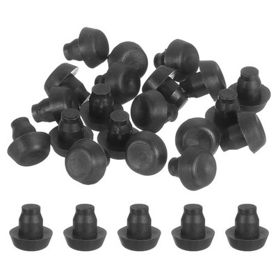 20 Pcs Glass Top Table Bumpers with Stem for 6mm Hole, Black