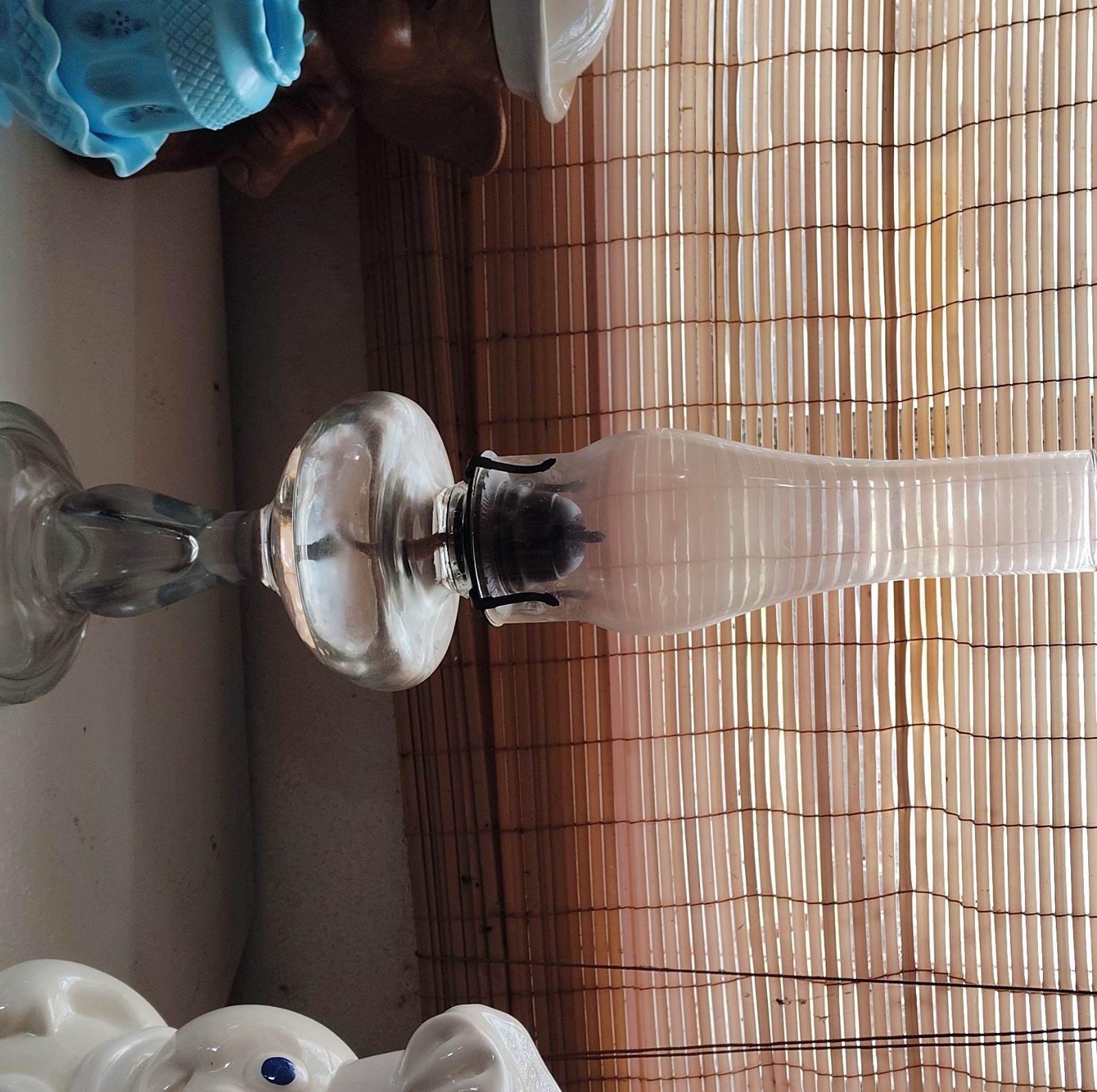 Wlp Glass Vintage Oil Lamp Glass Bottle Shade Clear Knob Control Shaded ...