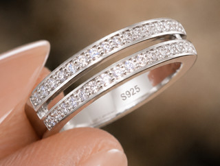 Stackable Moissanite Eternity Band 925 Silver Wedding Ring Size 9 For Her