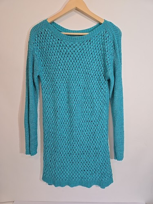 #ad #ad Soft Surroundings Sweater Open Knit Womens Turquoise Blue Aqua Top Size Medium $25.00