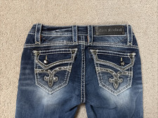 Rock Revival Kailyn Skinny Jeans Womens 26 x 33 Flap Pockets Bling