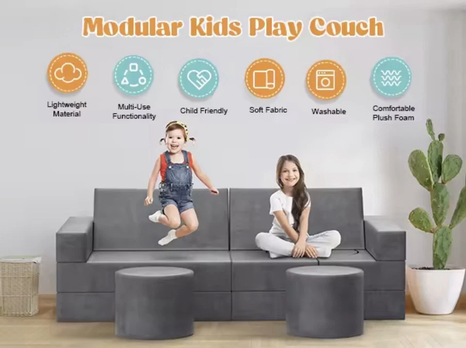 13Pcs Modular Kids Play Couch 25D Sponge Foam - Image 3 of 4