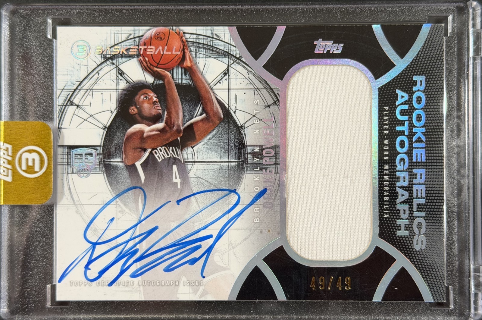 2025-26 Topps Three Drake Powell Rookie Relic Auto 49/49 #RRA-DP Encased