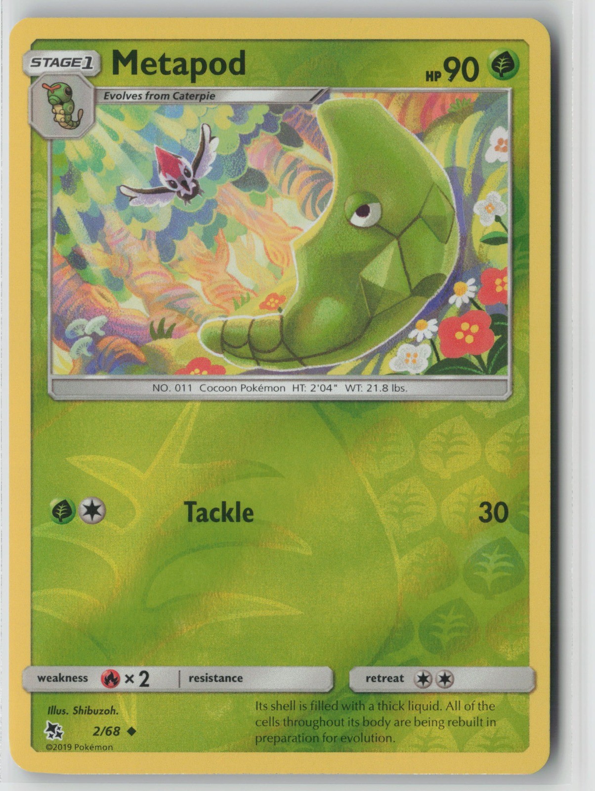 Metapod 2/68 Hidden Fates Uncommon NM Reverse Holo