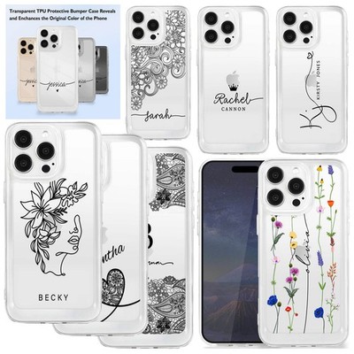 Stylish Custom Name Case For iPhone 17 16 15 14 Pro Max 13 Transparent TPU Cover