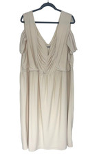 Creme Ivory Ruched Cold Shoulder Midi Dress Dize 24 Wedding Mother of Bride New