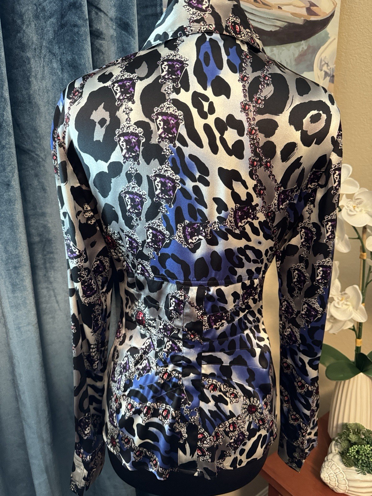 CACHE Silk Blouse Button Down Size Small - image 3