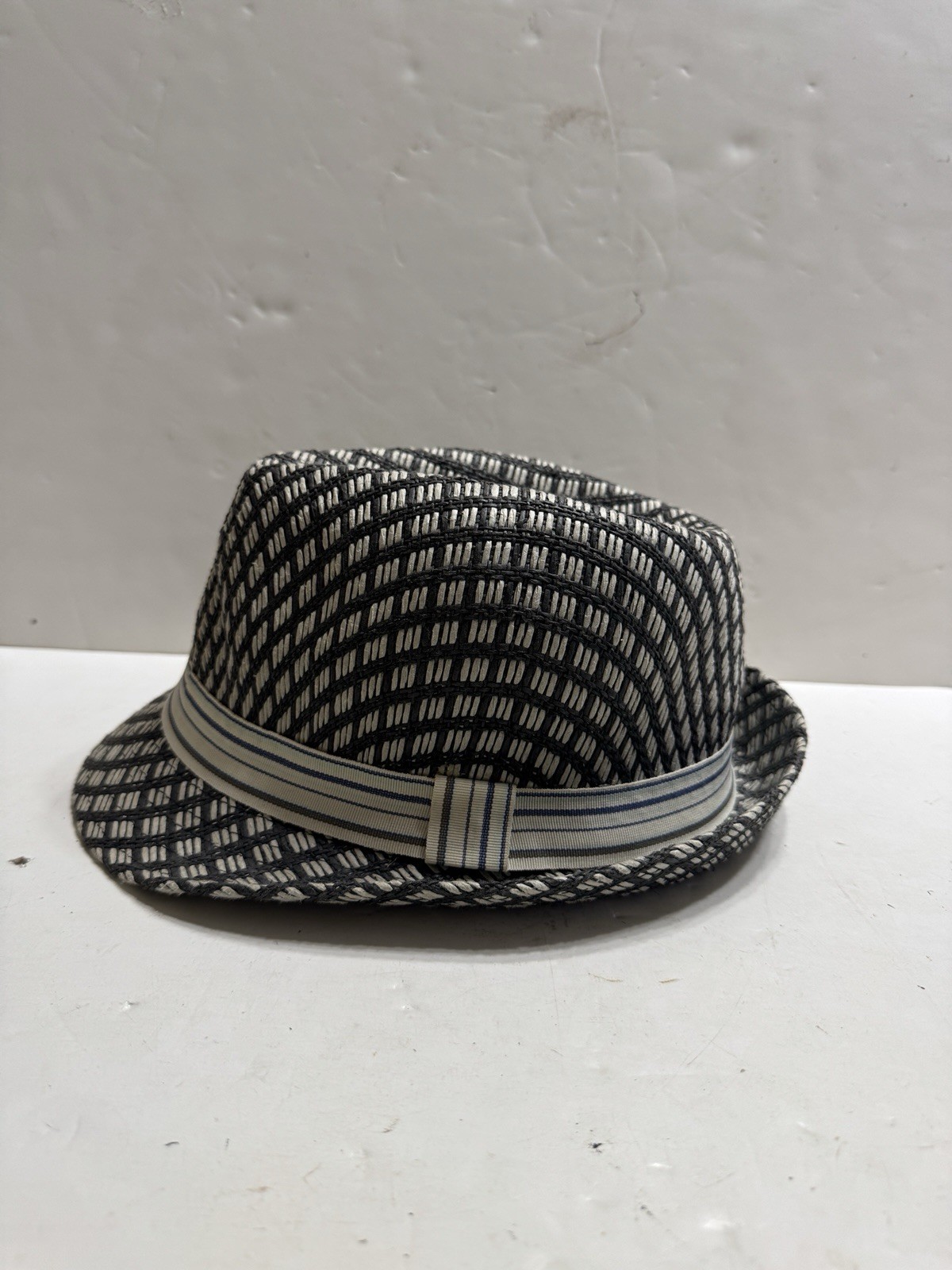 Hinge Fedora Hat Cap One Size Gray Pattern, 100% … - image 4