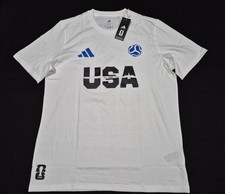 Adidas Official Mens 2026 USA Football Soccer Tee Shirt White Blue JZ5150