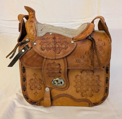 Vintage Handmade Genuine Leather Western Saddle Purse - Photo 1/4