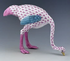 🦋 MINT HEREND OSTRICH Bird Raspberry Fishnet Figurine ($630 Retail)