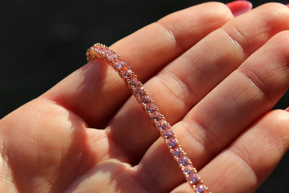 Elegante y Única Pulsera Tenis Zafiro Rosa Foto 4 de 4