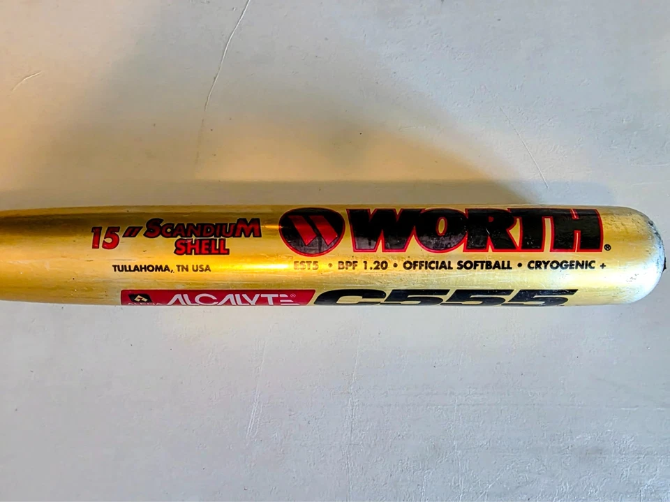 Bate de Softbol Worth Gold Supercell EST 34"/28 OZ Alcalyte C555 Raro 15" Shell  Foto 2 de 4