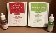 LOT Of 2 STAMPIN UP CLASSIC INK PADS REFILLS REAL RED GREEN GALORE