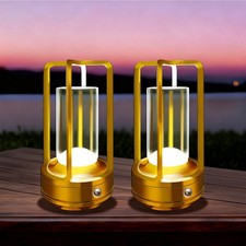 Set of 2 Cordless Table Lamps, LED Rechargeable Table Lamp with 3 Color Stepl...