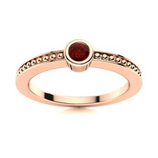Sterling Silver Natural Garnet Bezel Solitaire Anniversary Ring Jewelry