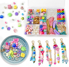 464 Pcs Acrylic Bead Keychain Making Kit for Girls Women Bag Charm Kit with St