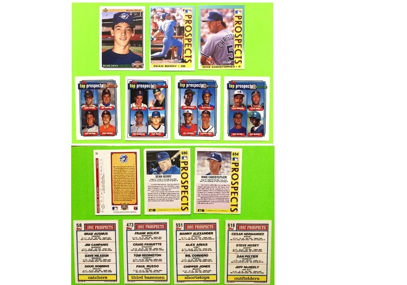 1992  TOP PROSPECTS LOT OF 7; TOPPS, FLEER , UPPER DECK; CHIPPER JONES, BRAVES