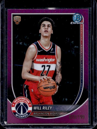 2025-26 Bowman Will Riley Chrome RC Fuchsia Refractor Rookie #/199 Wizards