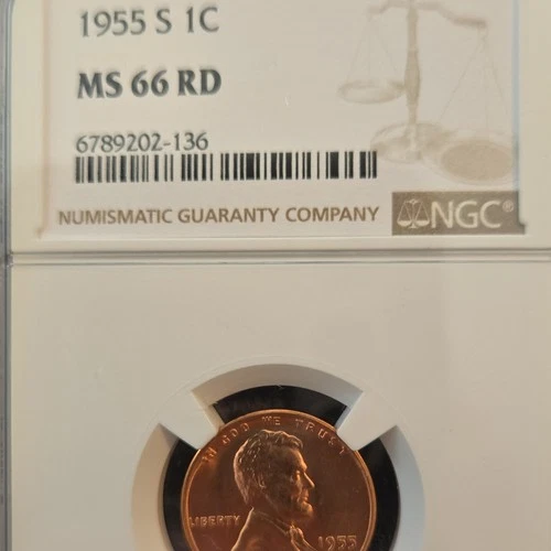 1955 Lincoln Wheat Cent San Francisco MS 66 RD NGC 6789202-136 Bronze