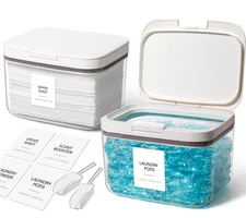 Dryer Sheet Holder and Laundry Pods Container, 2 Pack 2.96 qt. / 95 fl oz Pow...